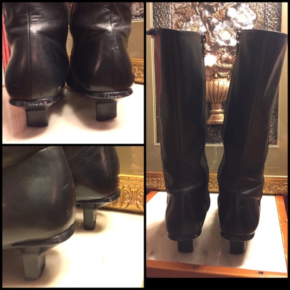 SALE🌷6.5- PRADA BLACK ITALIAN LEATHER BOOTS - Picture 4 of 8